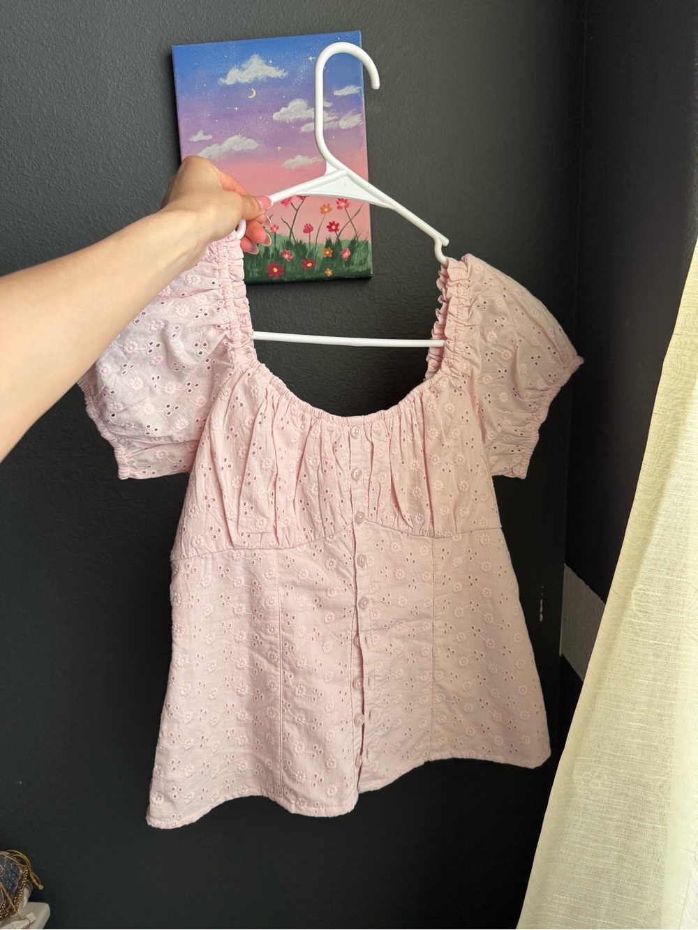 Hollister Light Pink Eyelet Blouse